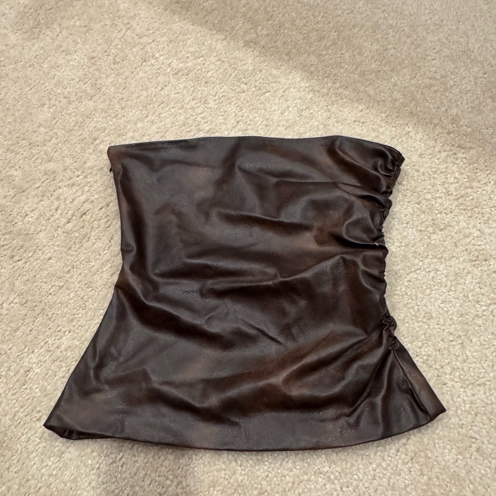 Brown Leather Tube Top